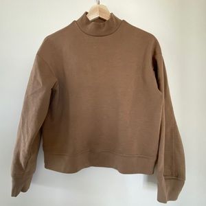 Frank and Oak Cotton Mockneck Sweater in Dark Cork